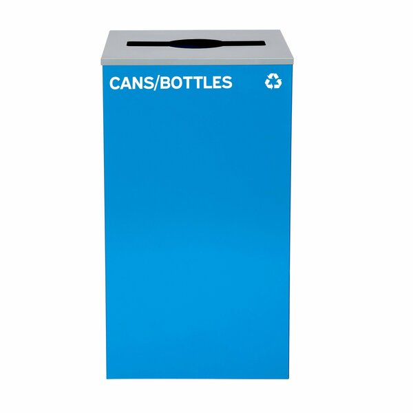 Alpine Industries Square Recycling Bin, 29 Gallons, Blue Can, Mixed Opening Lid, for Cans/Bottles ALP4450-KIT-BLU-M-CB